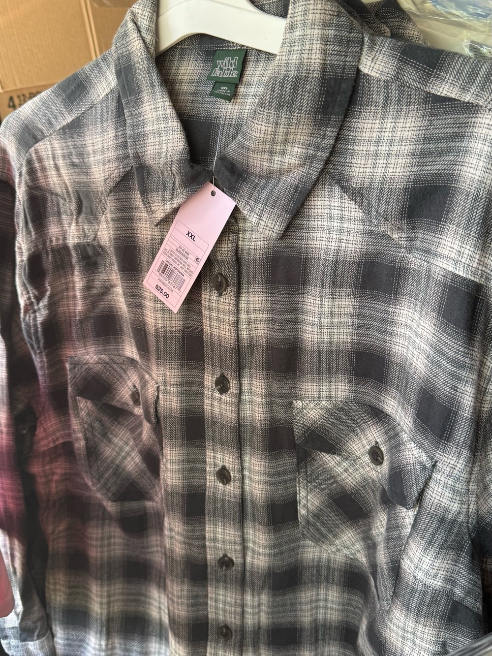 wild fable Black and Gray Plaid Button-Down Shirt